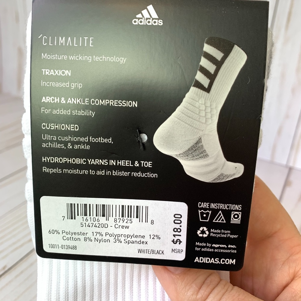 Adidas Creator 365 Basketball Socks XL NWT B/W - Picture 5 of 6